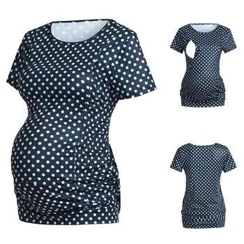 

Women's Short Sleeve Tops Breastfeeding Nusring Dot ropa mujer Clothes For Pregnant Women breastfeeding A1