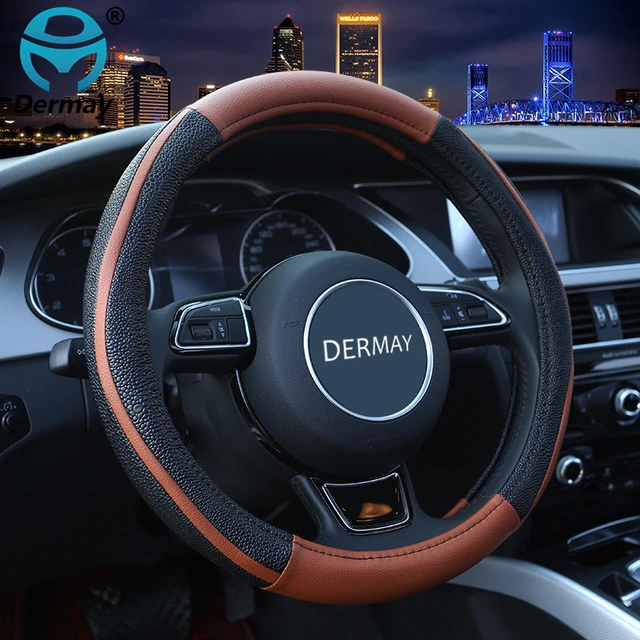 Two-tone Car Steering Wheel Cover Sport Leather Steering Covers