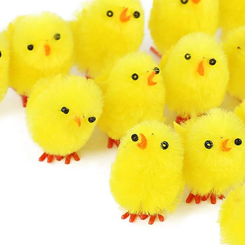 

36Pcs Simulation Easter Chick Mini Artificial Toys Plush Chicken Gift Home Decor SKD88