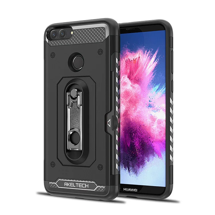 Чехол для Huawei P Smart двухслойный армированный чехол с металлической подставкой и