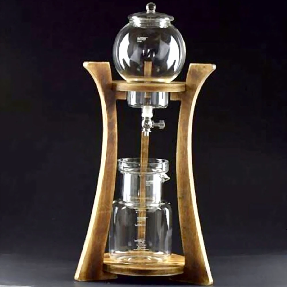 New wooden drip coffee machine 600 ml reusable glass filter tool