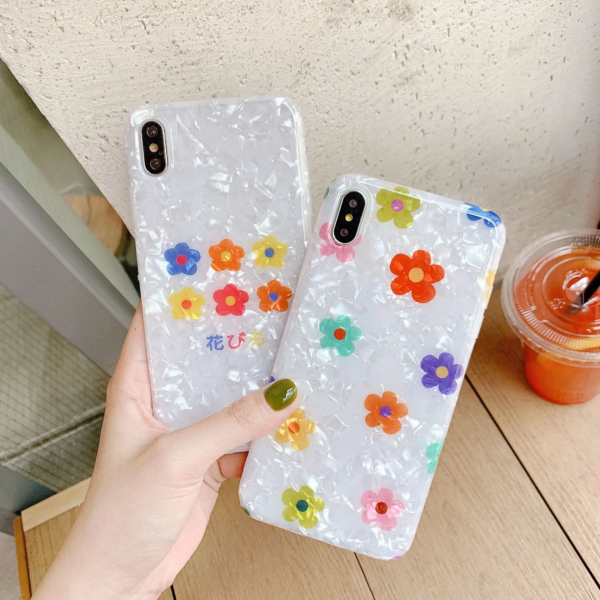 

Shell Pattern Colorful Flower Phone Case For iPhoneX XR XS Soft TPU Summer Wind Phone Case For iPhone7 8 6 6s Cover