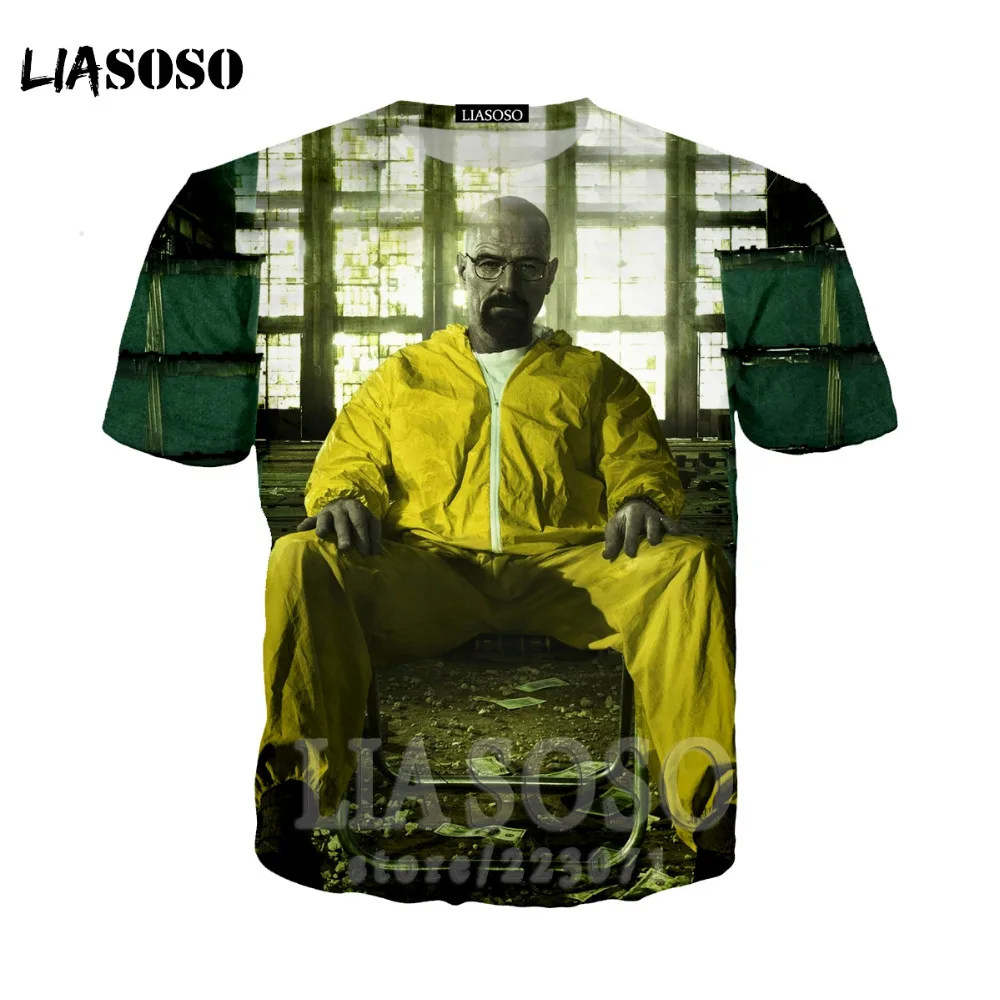 LIASOSO Quality heisenberg funny t shirt casual breaking bad T-shirt print 3D mens Fashion cool hoodies sweatshirt for men br03