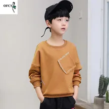 Новинка, розничная, Лидер продаж, детский осенний свитер, футболки хлопковые детские футболки для больших мальчиков топы с длинными рукавами для мальчиков, От 4 до 15 лет