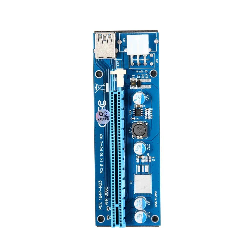 Горячая PCI Express Riser Card E 6Pin 1x к 16x расширитель с USB 3 0 кабель для передачи данных +