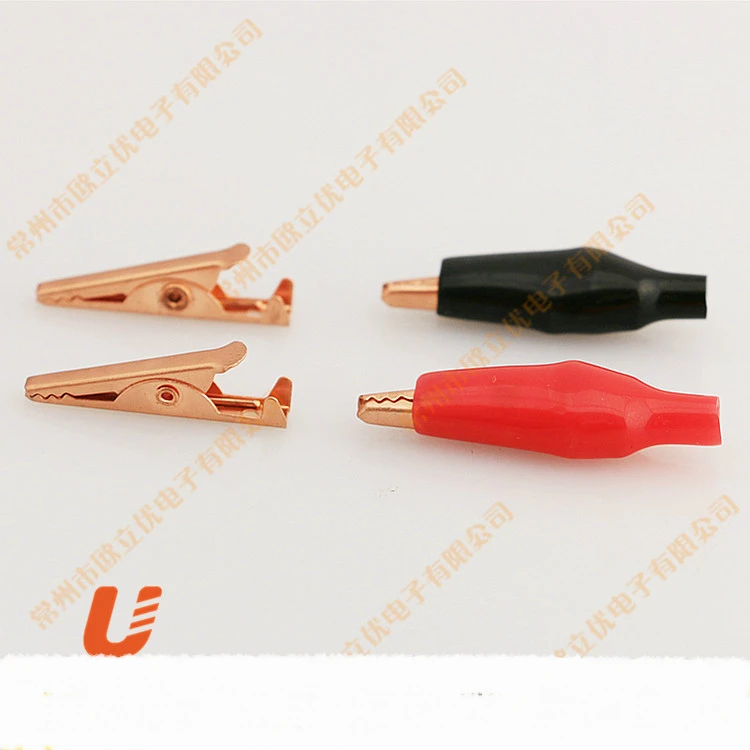 28 mm metal alligator clip G98 alligator clip test probe instrument plastic boots 10 red and 10 black packaging 20pcs alligator clips,test probes