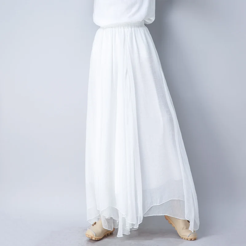 Новый Винтаж Для женщин юбка шифон Национальный Ветер 6 м большой Фея танцевальные юбки белый 6668