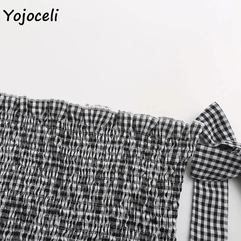 Yojoceli 2019 летнее клетчатое платье из 2 предметов женское уличное мини с бантом