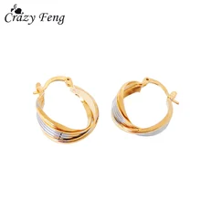 Модные серьги-кольца желтого золота вечерние круглые стильные ювелирные изделия без содержания никеля для женщин оптом