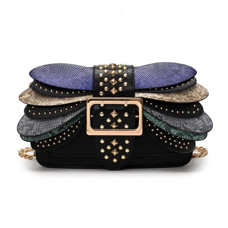 

2019 new European and American fashion rivet chain small square bag single shoulder oblique satchel bag