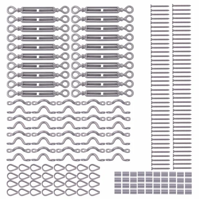 

20 Group 316 Stainless Steel Duty Heavy Cable Railing Kits For Wood Posts, DIY Balustrade Kit with Jaw Swage Fork Turnbuckle