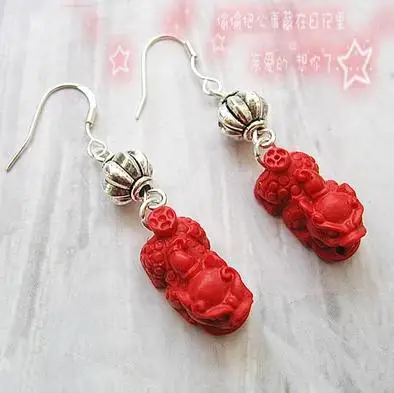 Perfect Luck Mychical Wild Animal Red Carved Cinnabar Earrings Perfect Luck Mychical Wild Animal Red Carved Cinnabar Earrings Fashion Women S Lacquerware 925 Silver Dangle Earring In Drop From Jewelry