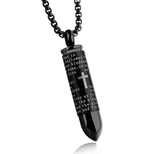 Punk Stainless Steel Men Lord s Prayer Hollow Bullet Vintage Cross font b Necklace b font