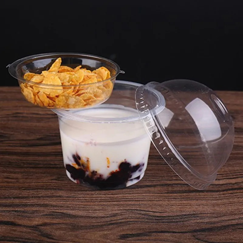 50 шт 300 мл 12 унций одноразовые чашки для пудинга прозрачный лед крем желе салат толстый пластиковый стаканчик маленькая еда йогурт миска с крышкой