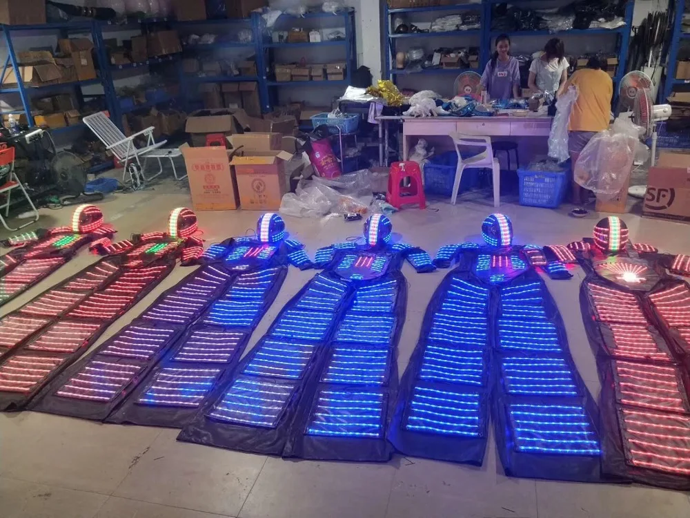 

RGB Flashing LED Costume Light Suits LED Robot Suits Kryoman Robot David Guetta Robot With LED Helmet
