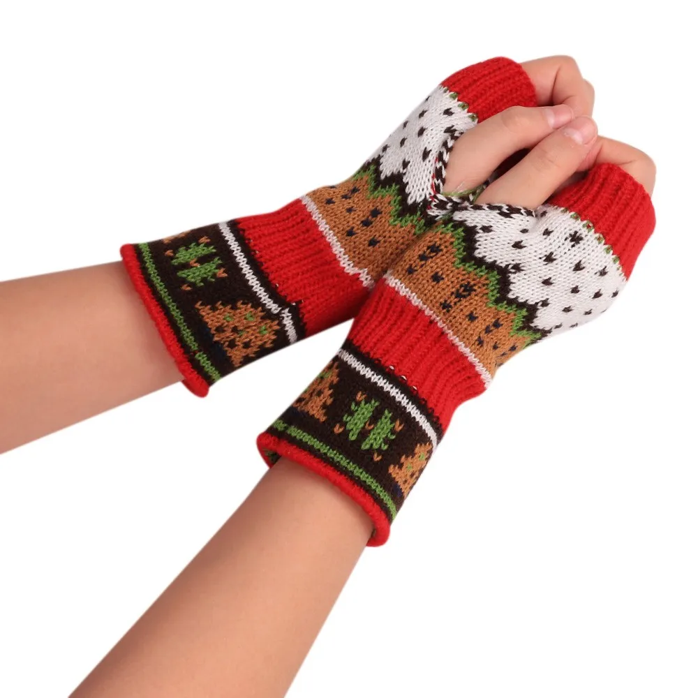Funny Women Men winter gloves Christmas Knitted Arm Fingerless Winter