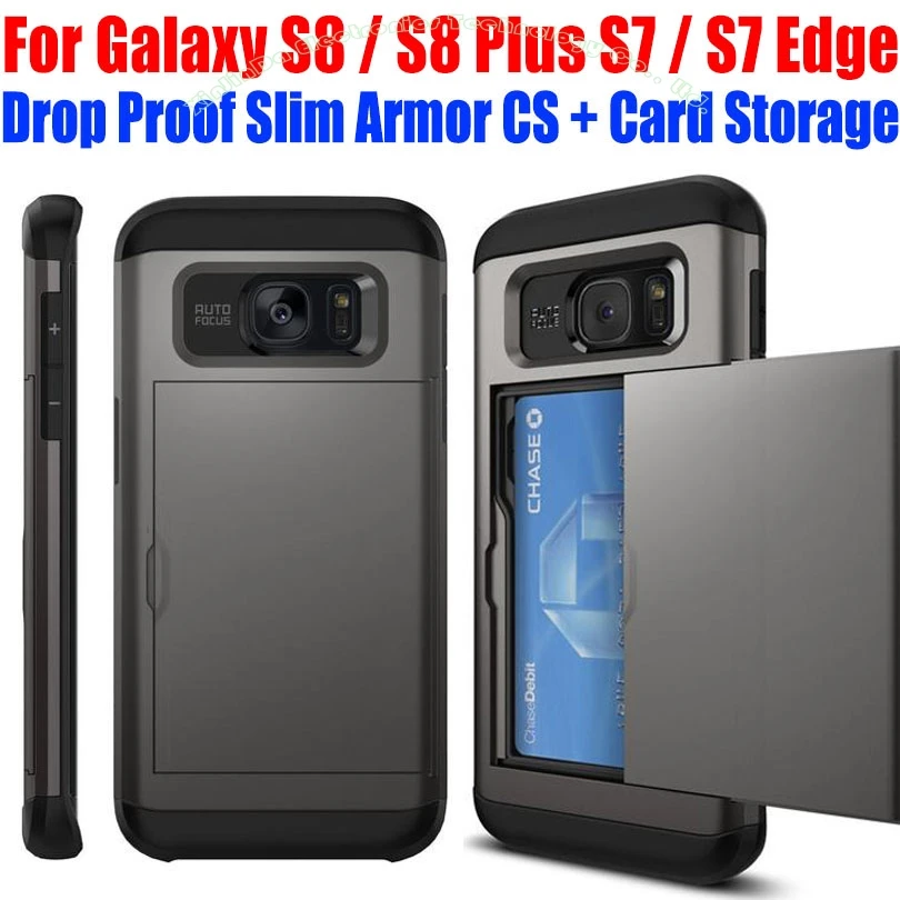 

Round Edge Slim Armor CS Case For Samsung Galaxy Note8 Note9 S10 S9 S8 Plus Credit Card Storage SILICON TPU+PC Cover N708