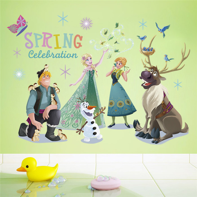 Elsa Princess Wall Stickers For Kids Room Decoration Diy Cartoon Wall Mural Art Anime Posters Pvc Home Decals