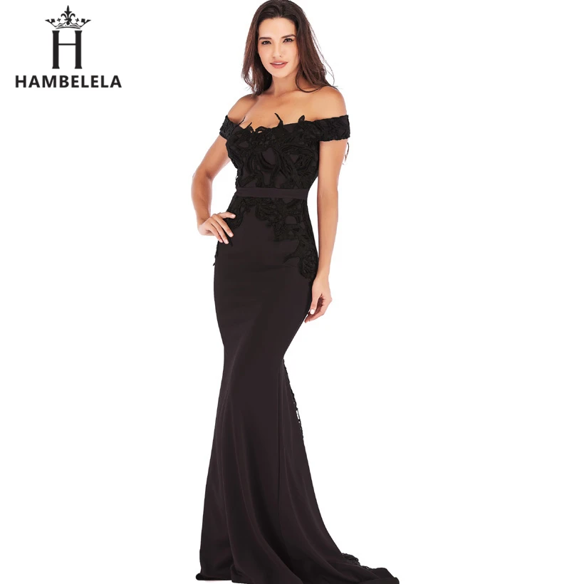 

HAMBELELA Sexy Strapless Off Shoulder Mermaid Dress Long Floral Lace Bodycon Dresses Black Pink Red Elegant Floor Length Dresses