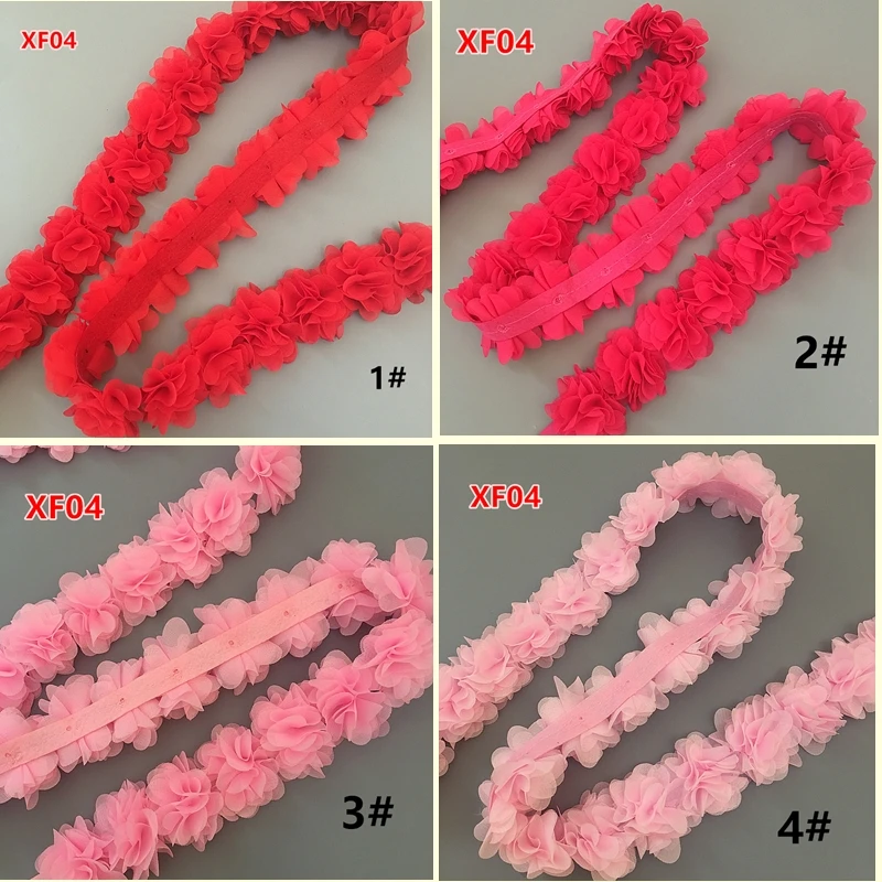 26 flower 14 color 3D Chiffon Flowers DIY 5cm Width lace trim lace ribbon decoration clothes accessories XF04