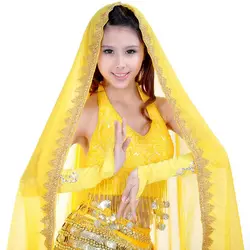 12 Цветов сари танцевальная одежда Индии живота Одежда для танцев Обёрточная бумага платок шифон кружева головной убор Болливуд