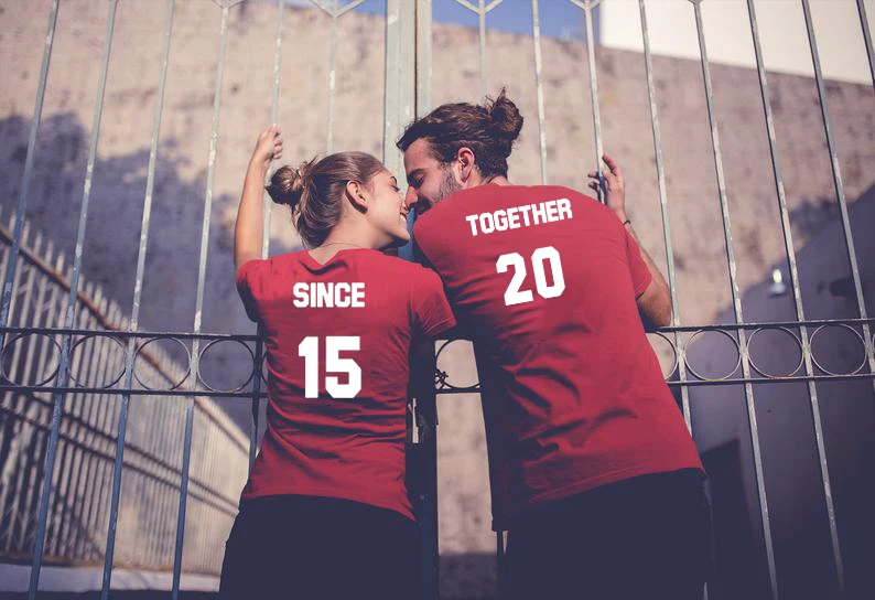 

Couples Matching Together Since 2015 Back Print T-shirts Summer T-shirt 2019 Casual O-neck Tops Lovers TShirt Anniversary Gift
