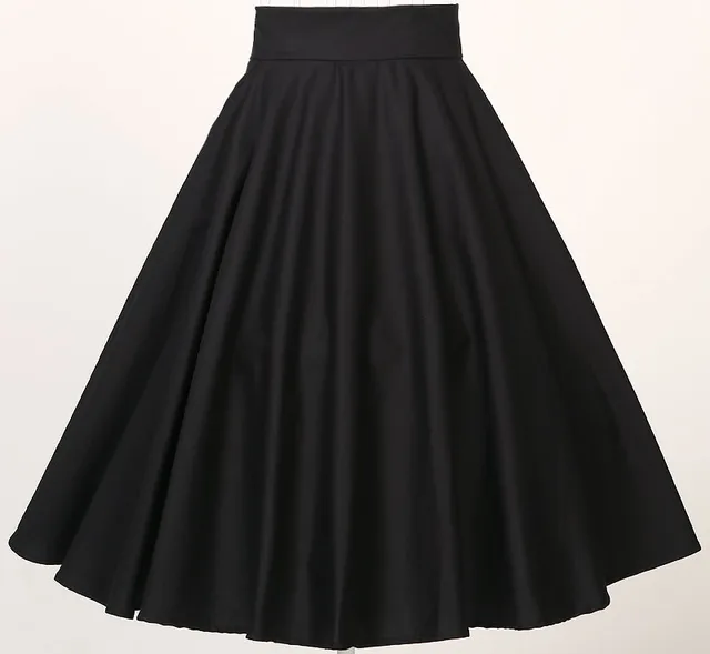 high waisted full circle swing black skirts vintage rockabilly plus
