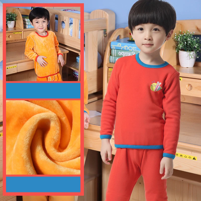 Zerlos/комплект зимнего термобелья для мальчиков и девочек, подштанники, детская теплая одежда, Вельветовая плотная теплая одежда высокого качества, 100 - Цвет: 2