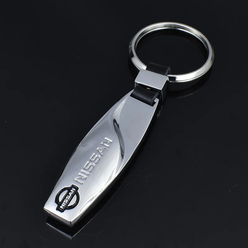 

Nissan high-grade leather drip car with metal keychain advertising waist hanging key ring chain ring pendant