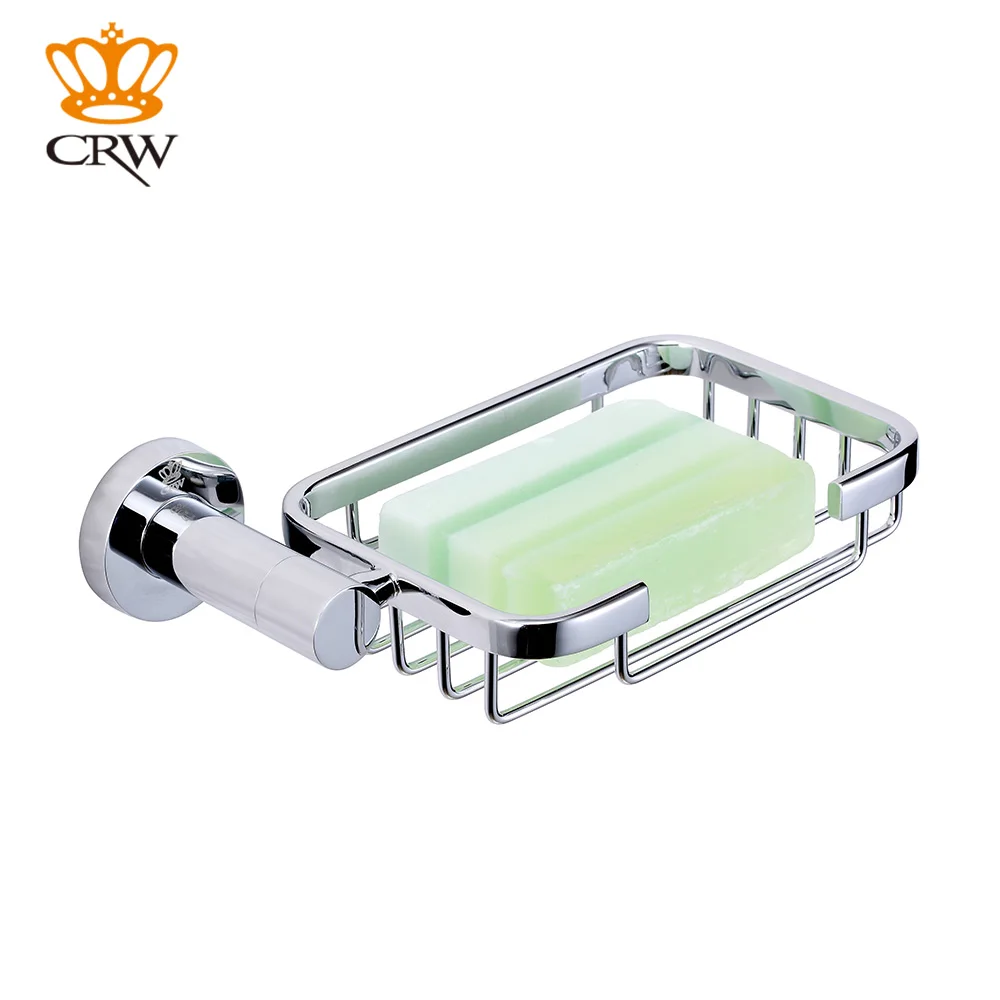 CRW держатель для зубных щеток двойной стакан для ванной комнаты держатель для мыльницы корзина настенное крепление хромированный набор аксессуаров для ванной комнаты