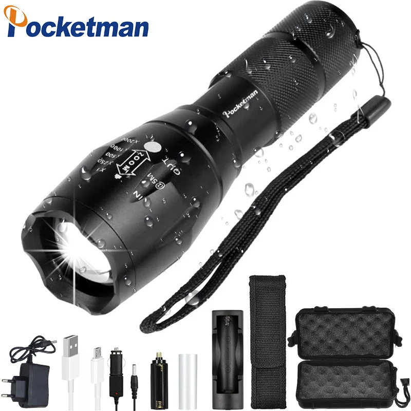 

5000 LM Led flashlight Ultra Bright linterna led torch T6/L2/V6 5 Switch Modes Zoomable Bicycle Light use 18650 battery