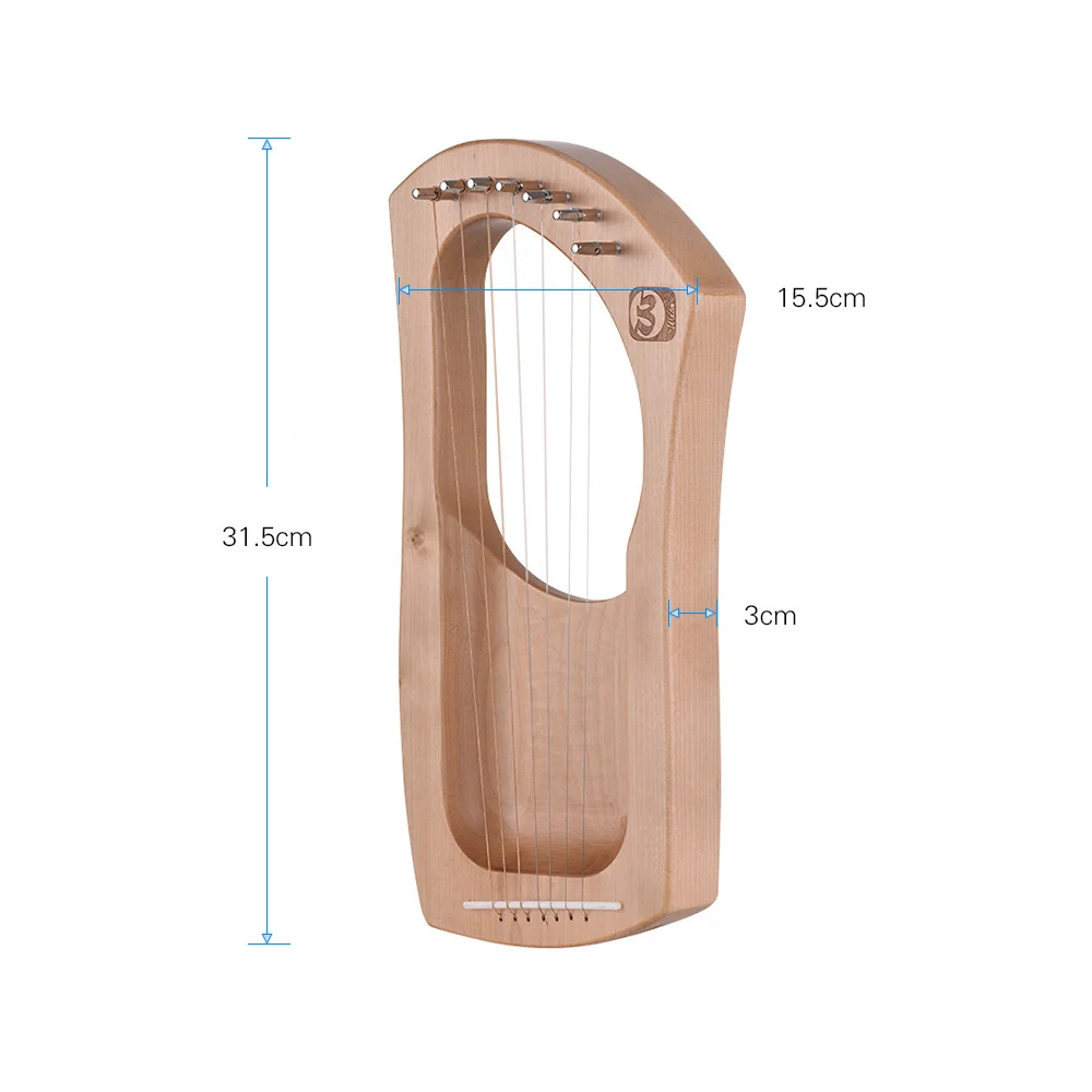 Уолтер. 7-String деревянный Лира Арфы металлическими струнами из березы твердый лесенка из дерева и веревки инструмент с сумкой для переноски WH06
