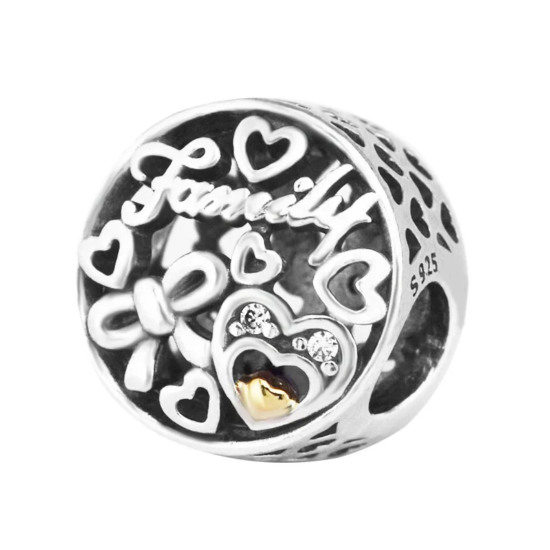 

FANDOLA Beads Family Tribute Charm Original 100% 925 Sterling Silver Fits Pandora Charms Bracelet Beads for Jewelry Making