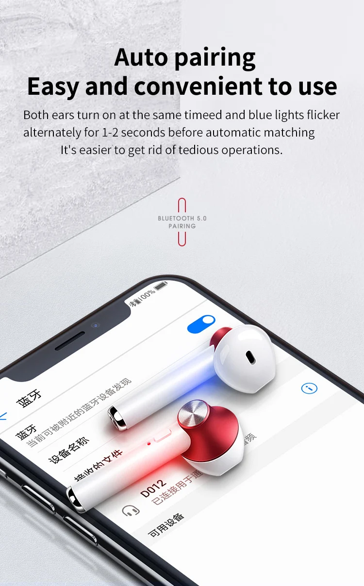 TWS Mini Wireless Bluetooth V5.0 Earphone 3D Stereo Earbuds Headset With Charging Box Mic For Iphone Xiaomi All Smart Phone