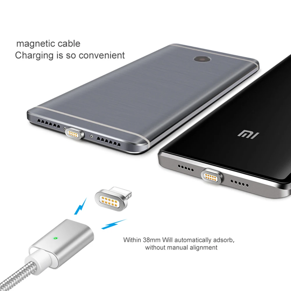 Магнитный кабель Micro usb type C, адаптер для быстрой зарядки, светодиодный, для телефона, Microusb type-C, магнитное зарядное устройство usb c для iphone, samsung, xiaomi