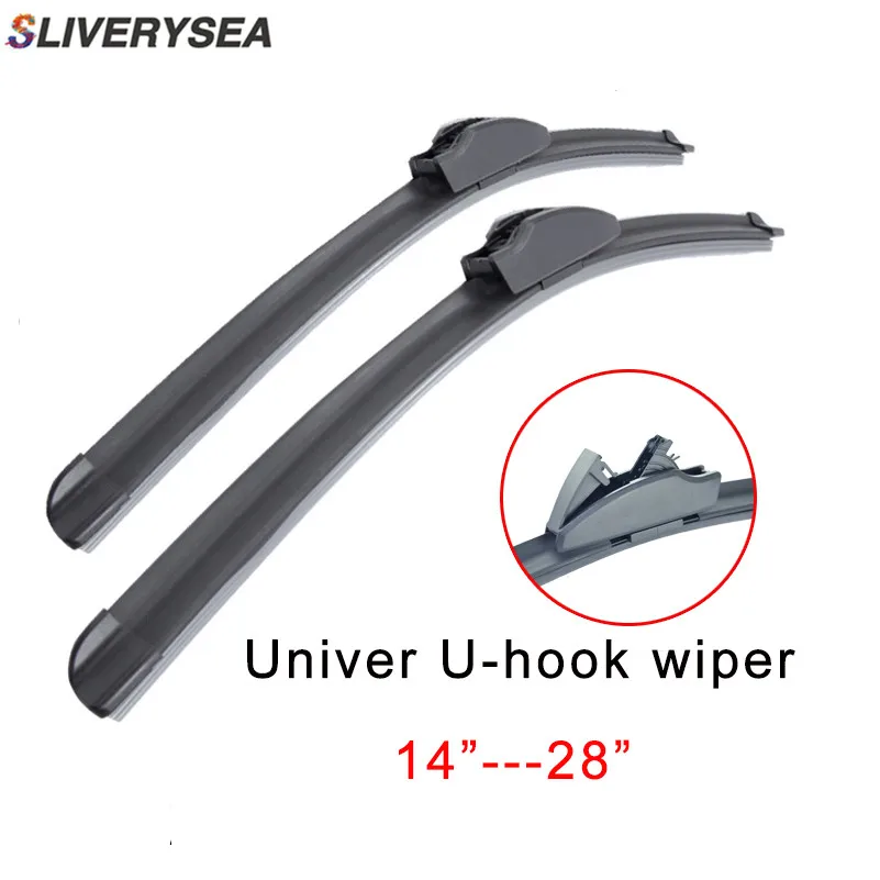 

SLIVERYSEA 14-28 inch Universal u Hook u-type Frameless Wipers Top Quality Silicone Rubber Blade Soft Car Windshield Windscreen