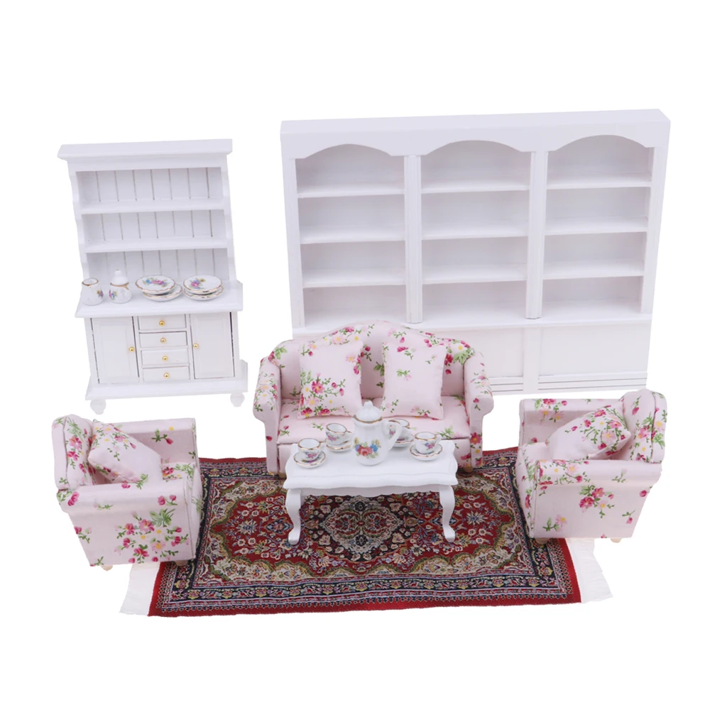 8 البنود 1/12 دمية أثاث مصغر أريكة خزانة مجلس الوزراء نموذج أطقم