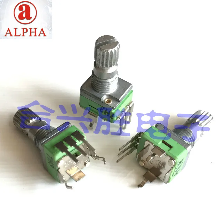 ALPHA 수직 회전 정밀 전위차계, 단일 A10K 볼륨 전위차계, 축 길이 15mm, 9mm, 3 개