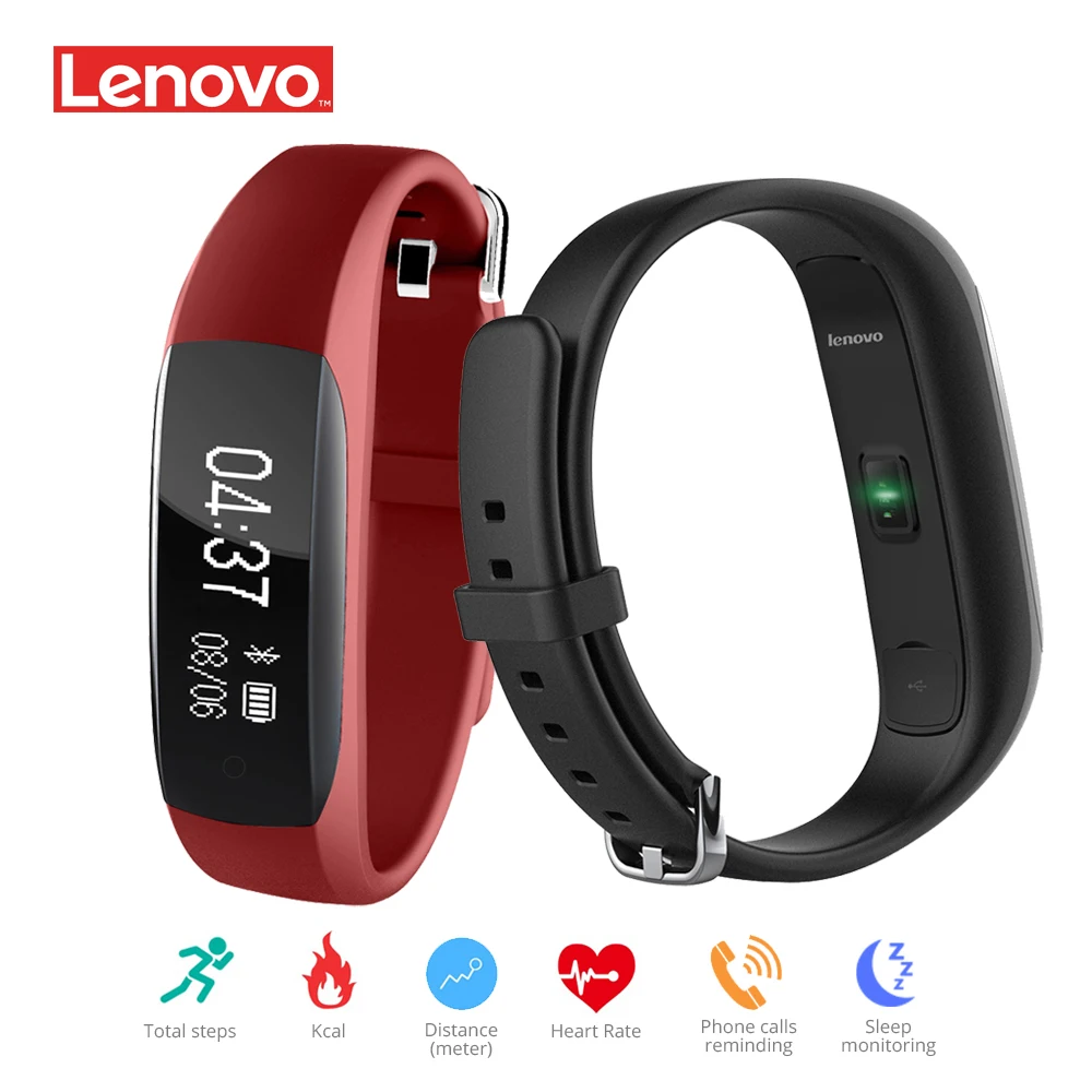 

Lenovo HW01 Smart Bracelet Heart Rate/ Sleep Monitor Waterproof IP65 Fitness Sports Pedometer Wristband Clock for Android IOS