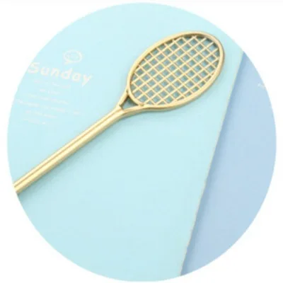 2 шт./лот, прекрасная Теннисная ракетка в форме бадминтона, 0,5 мм, черная нейтральная ручка, подарок для детей - Цвет: Gold