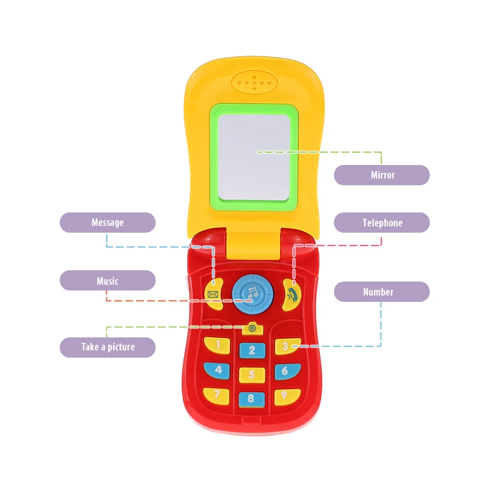 Электронный мобильный телефон игрушки красочные детские музыкальные сотовые телефоны игрушка флип-дневник чехол Чехол музыкальный сотовый телефон игрушка
