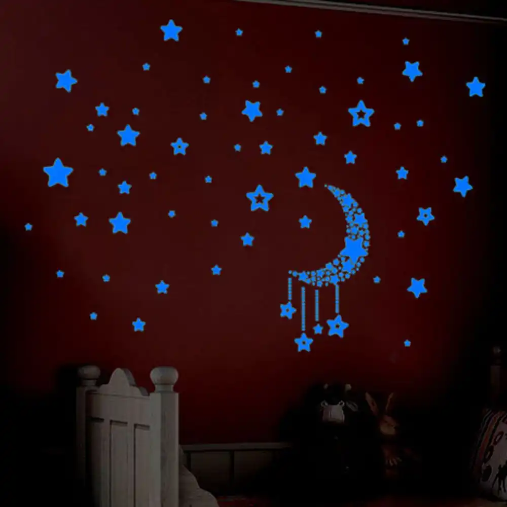 A Set Glow Sticker Kids Bedroom Fluorescent Glow In The Dark Stars