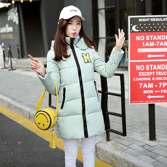 Best price at $104 Cheap 2016 Winter New Pattern kerao Hat Long Section Labeling Down Cotton Schoolgirl Thickening Loose Coat 0823095
