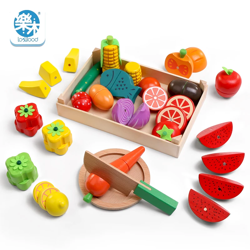 Деревянные классические игры, серия игрушек для кухни, разделочные игрушки для фруктов и овощей, Монтессори, подарки для раннего образования