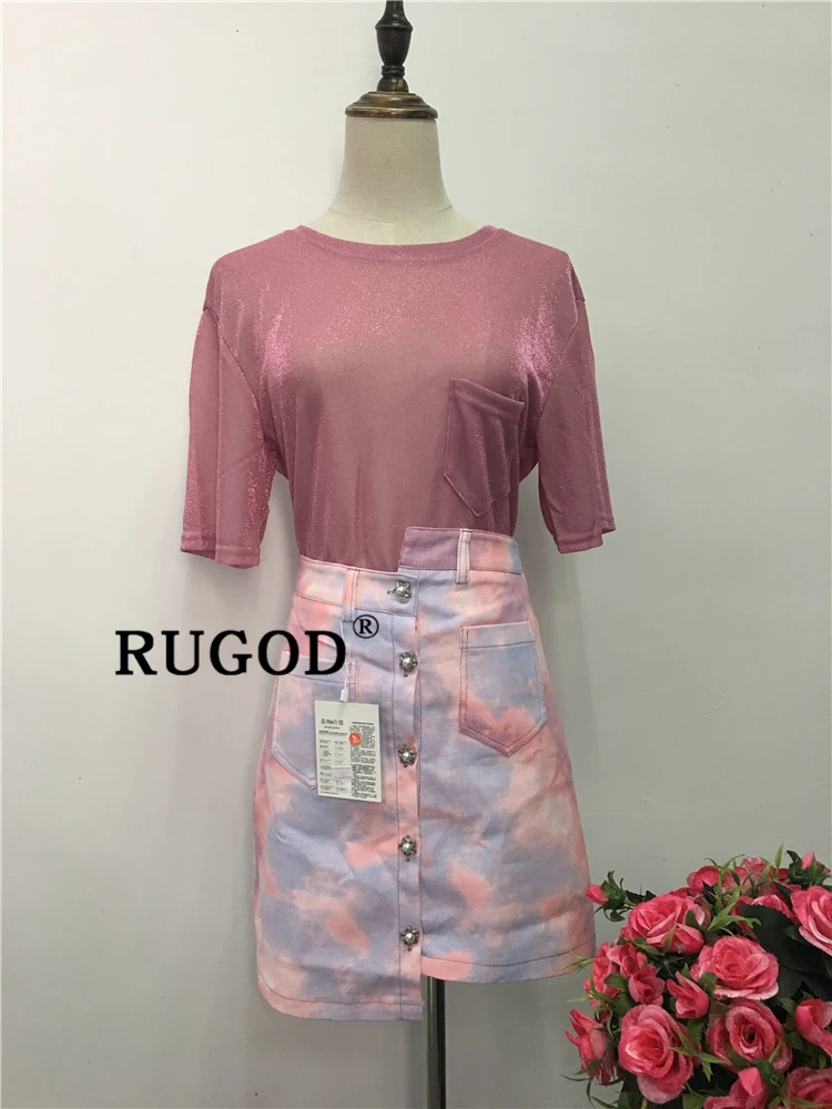RUGOD корейский шик Мини Летнее платье для женщин Элегантный вокруг шеи карман на шнуровке платье vestidos модное платье с принтом