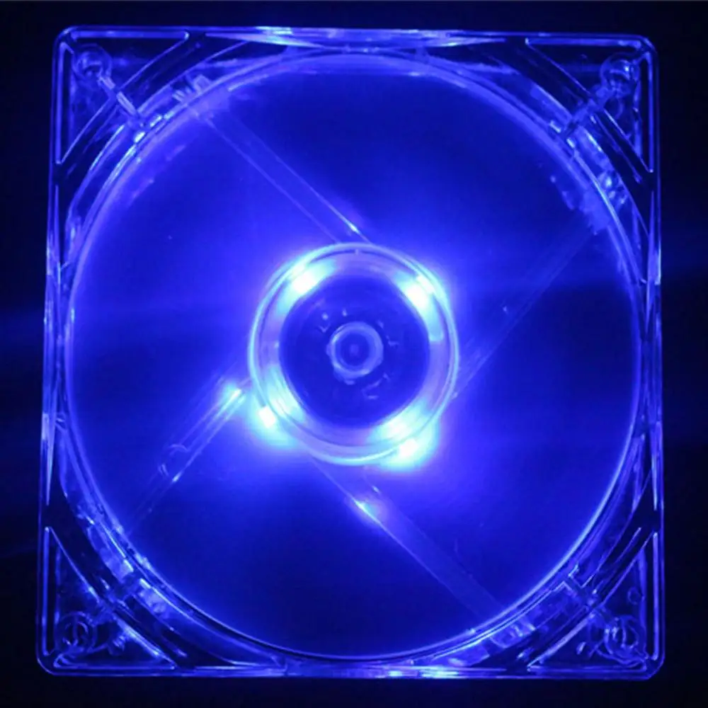 120x120x25 мм вентилятор Легкая установка прозрачный 4 светодиодный пластиковый ПК компьютер Ноутбук корпус охлаждающий вентилятор кулер радиатор устройство - Цвет лезвия: Синий