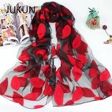 Womens Summer Breeze Lightweight Sheer Wrap Organza Gauze Scarf Leaves pattern Summer Beach Scarves Shawl chic exuberant peonies and leaves pattern shawl wrap chiffon scarf for women
