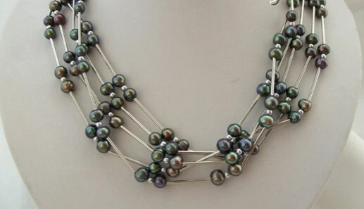 

Hot sell Noble- SHIPPING>>>@@ AS1944 5pieces 7mm round lavender freshwater cultured pearls necklace