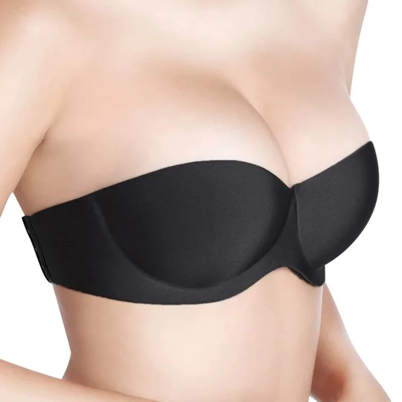 Women Strapless Bra Seamless Backless Soft Breathable 4 Rows 3 Hooks Brassiere GDD99