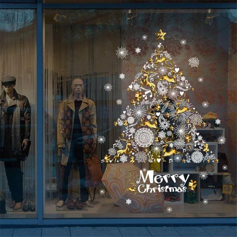 

1PC Merry Christmas Xmas Tree Stickers DIY 3D PVC Self-adhesive Thicken Multifunction Stickers For Wall Floor Waterproof